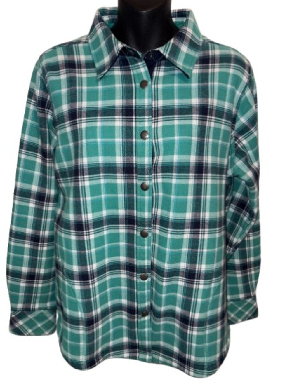 Orvis Teal, Navy & White Plaid snap up size L